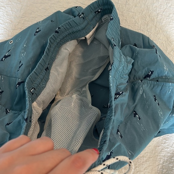 Lacoste Blue Airplane Print Swim Trunks, Size M - Picture 3 of 4